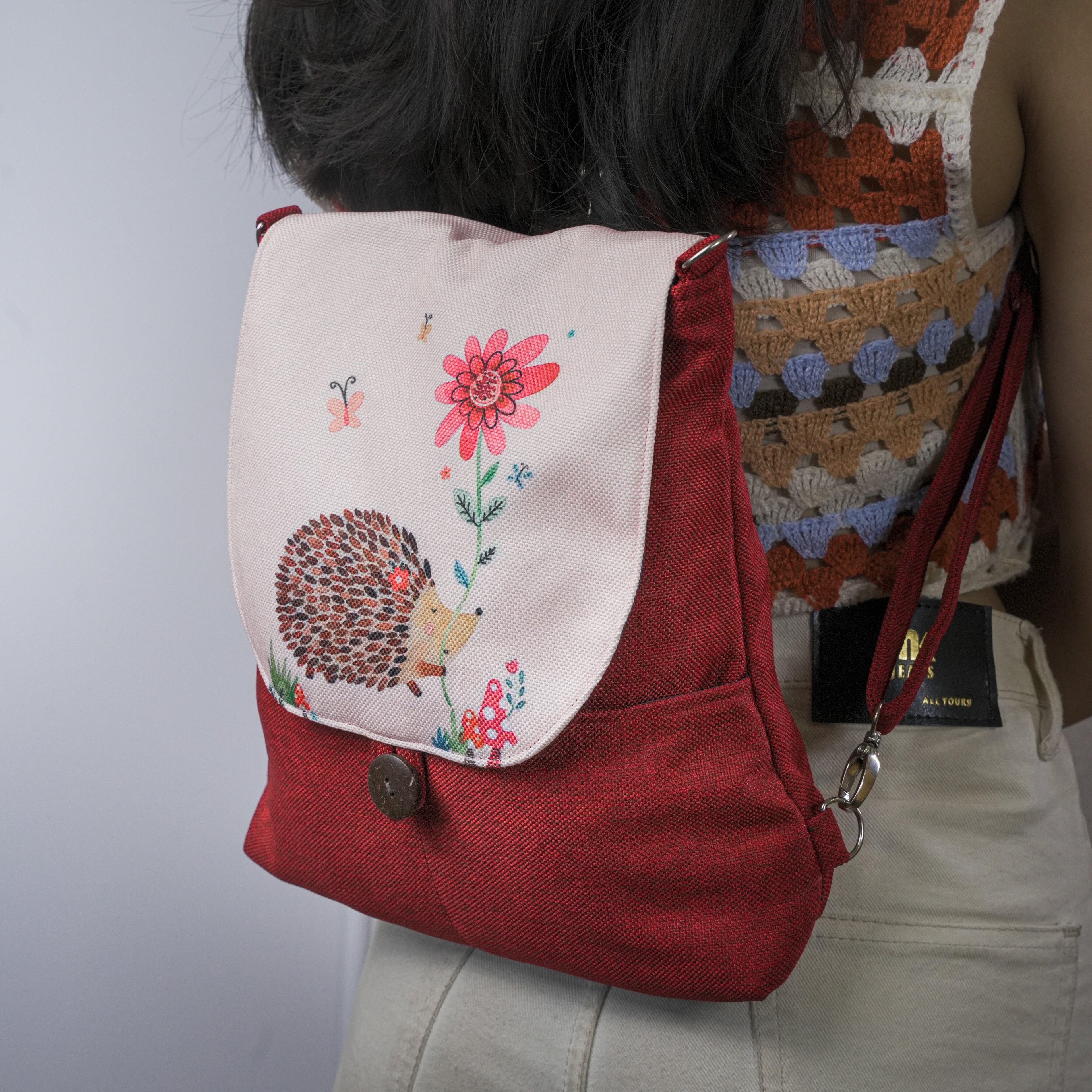 Porcupine Print Backpack Bag