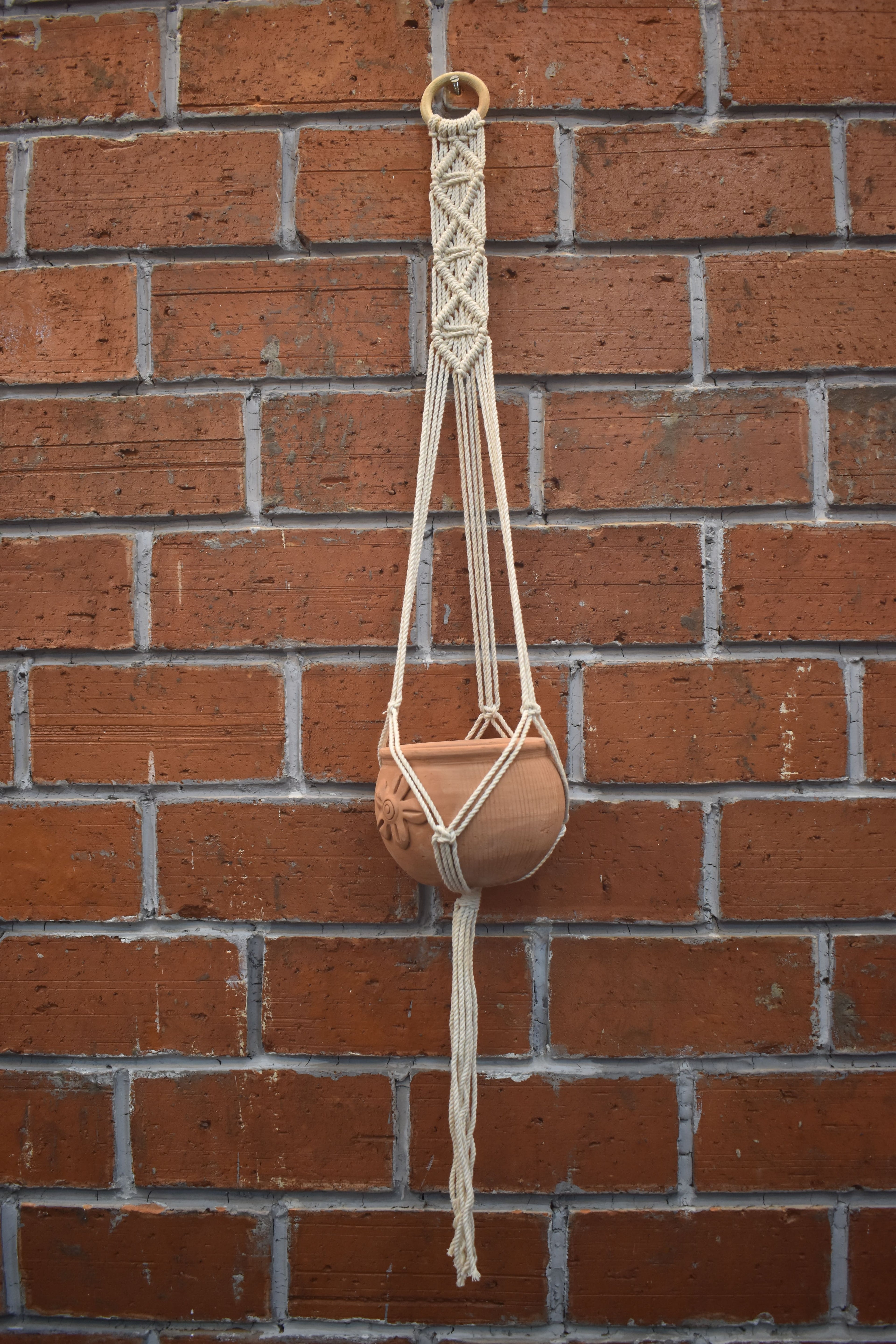 Cedar-Macramé Plant Holder