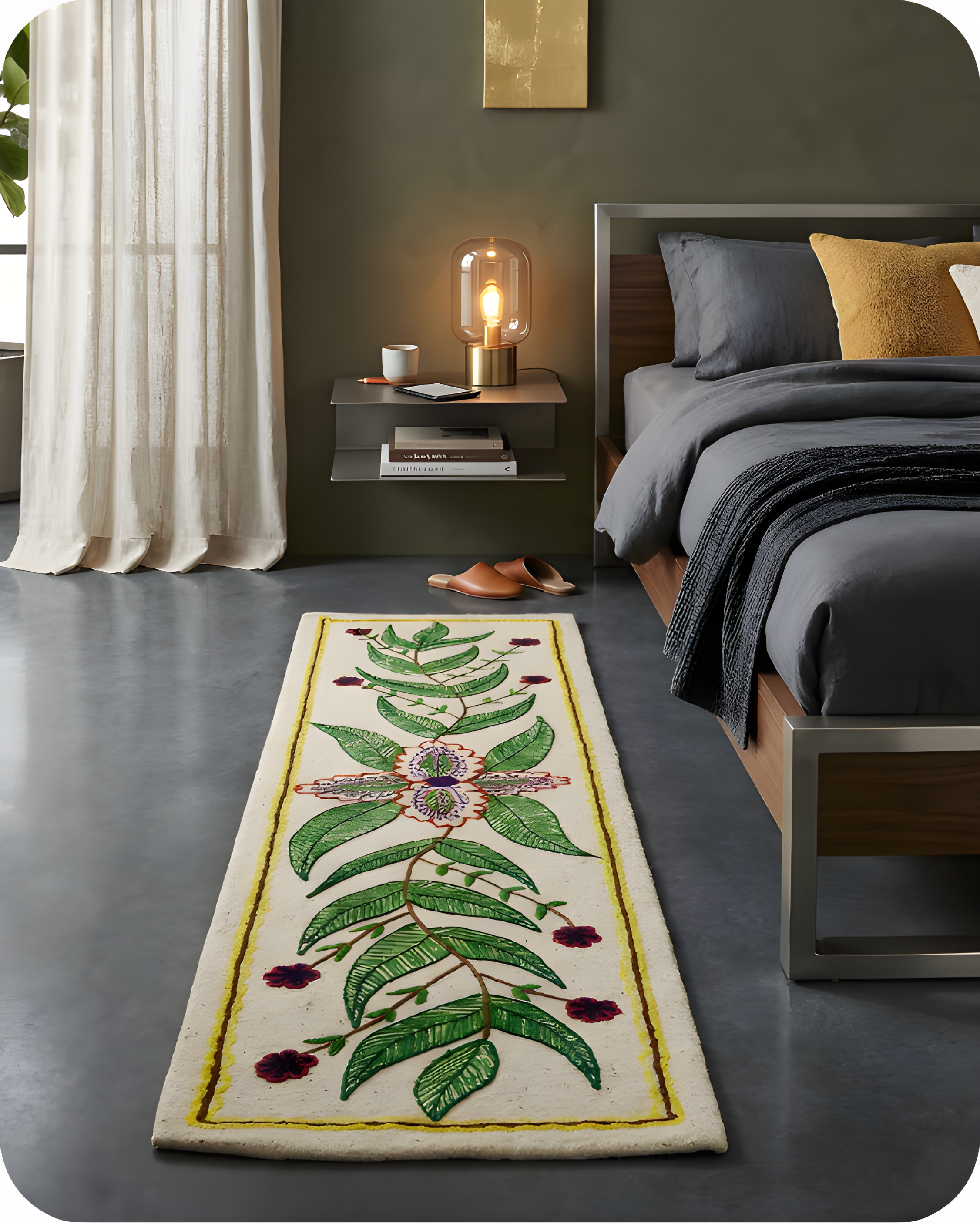 Green Whirl- Bedside Runner