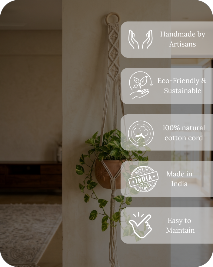 Cedar-Macramé Plant Holder