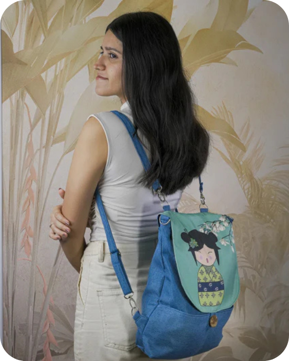 Leaf &amp; Stich Kawaii Backpack Bag