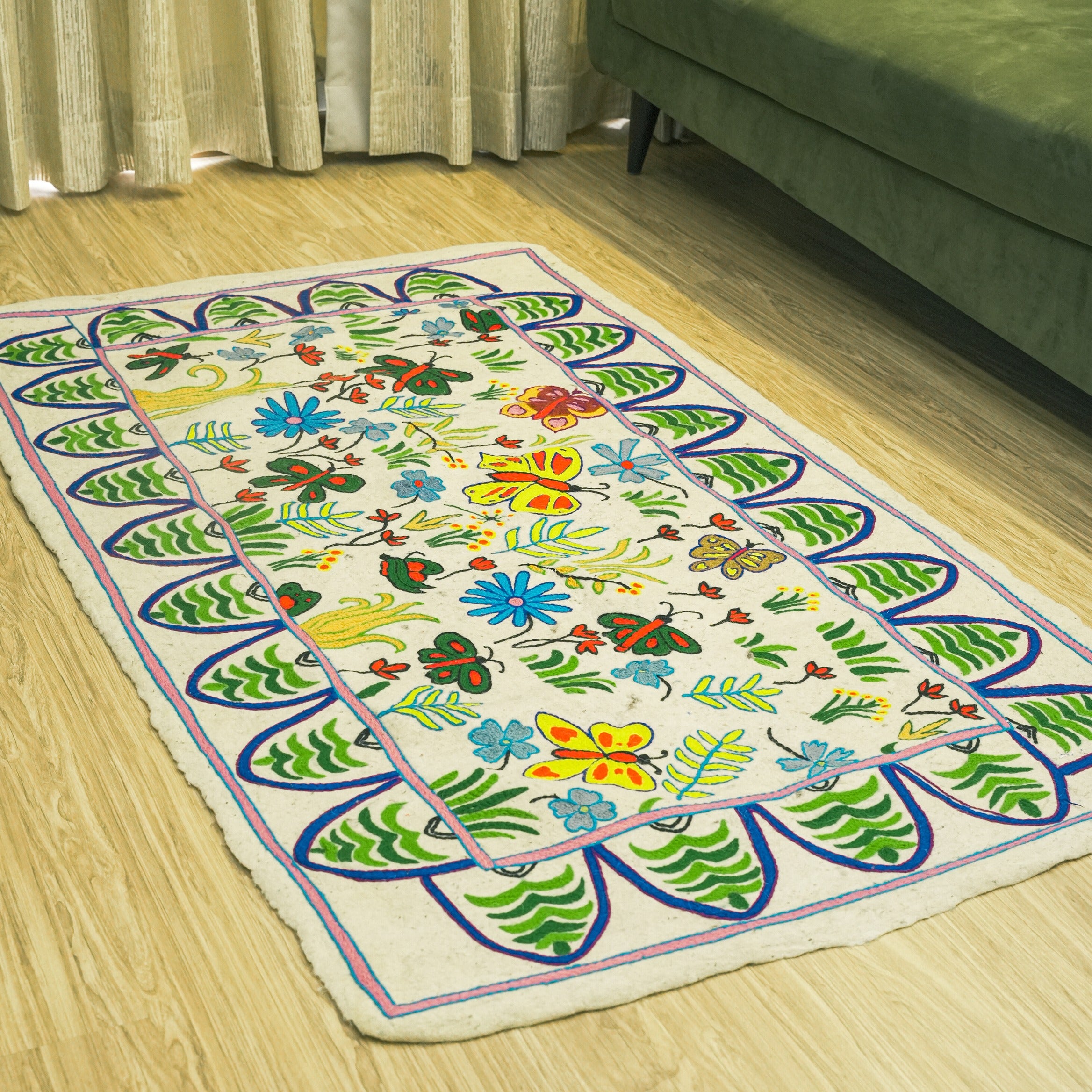 Living Room Rug -Blooms &amp; Butterfly